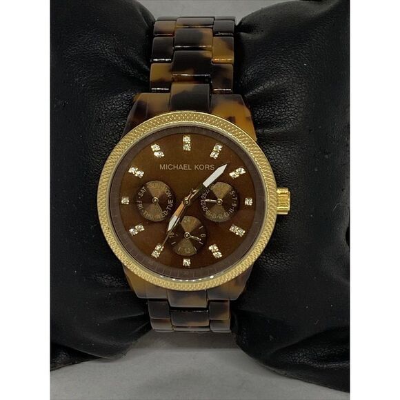 Michael Kors Jet Set MK5038 Women's Brown Acrylic Analog Dial Quartz Watch ZW143 - Picture 1 of 12